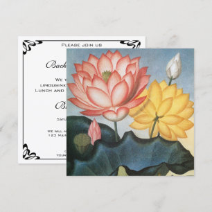 Carte Fête de Fiançailles aux Fleurs de Lotus Vintage