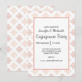 Carte Fête de Fiançailles Peach Blush Damask (Devant / Derrière)