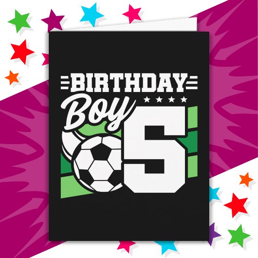 Carte Fête de football de 5 ans 5e anniversaire garçon