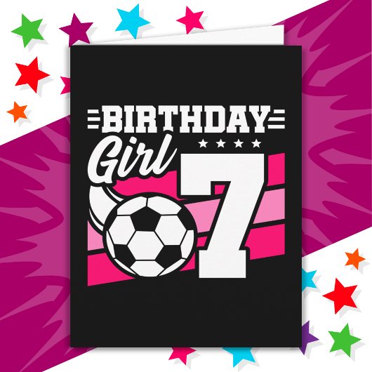 Carte Fête de football de 7 ans 7e anniversaire fille