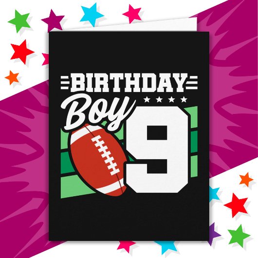 Carte Fête de football de 9 ans Thème 9e anniversaire ga