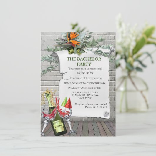 Carte Fête de garçon avec fleur de Strelitzia (Debout devant)