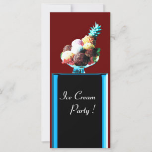 Carte FÊTE DE GLACE - BOUTIQUE DE DÉserts,bleu rouge noi