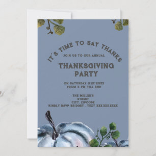 Carte fête de grâce du citrouille de l'aquarelle bleue p