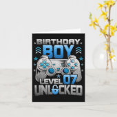 Carte Fête de jeu vidéo garçon 7 ans niveau 7 débloqué (Fleur jaune)
