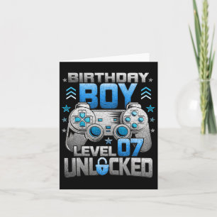 Carte Fête de jeu vidéo garçon 7 ans niveau 7 débloqué