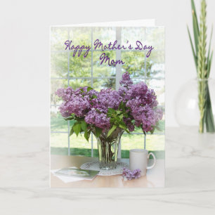 CARTE FÊTE DE LA MÈRE ACCUEILLE POUR LA MÈRE - LILACS
