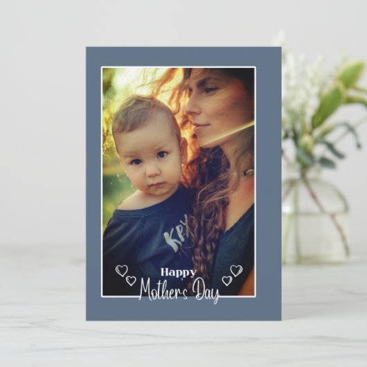 Carte Fête de la mère bleue (Debout devant)