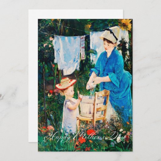 Carte Fête de la Mère/Élégante Mère et Fils Classi (Devant / Derrière)