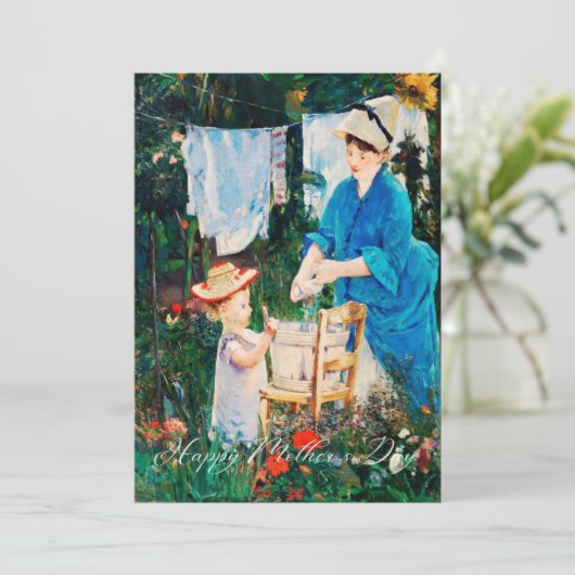 Carte Fête de la Mère/Élégante Mère et Fils Classi (Debout devant)