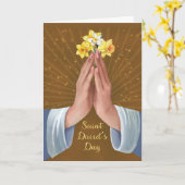 Carte Fête de la Saint-David Bénédictions Mains en prièr (Fleur jaune)