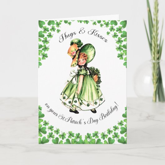 Carte Fête de la Saint Patrick Anniversaire. Petite fill (Devant)