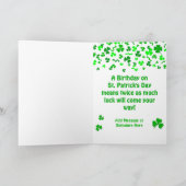 Carte Fête de la Saint-Patrick Anniversaire Trèfles Pers (Intérieur)