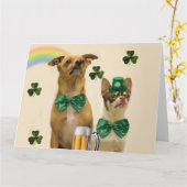 Carte Fête de la Saint-Patrick Chihuahuas (Fleur jaune)