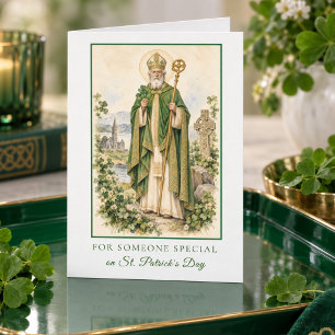 Carte Fête de la Saint-Patrick Religieuse Vintage Shamro