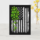 Carte Fête de la Saint-Patrick Rétro Drapeau américain a (Fleur jaune)