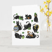 Carte Fête de la Saint-Patrick Trèfle Chat Noir Chats Ir (Fleur jaune)