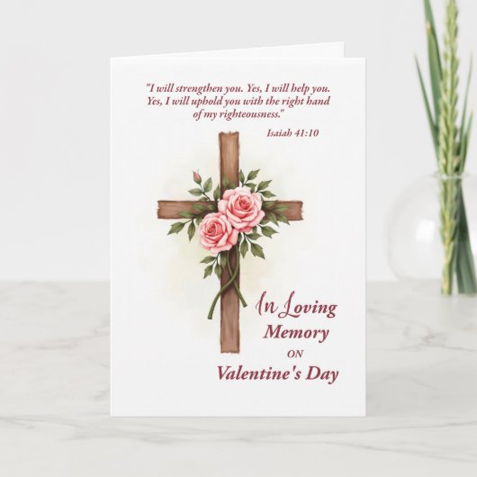 Carte Fête de la Saint-Valentin religieuse Croix Fleur e (Devant)