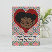 Carte Fête de la Saint-Valentin, une grande soeur ethniq (Debout devant)