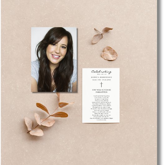 Carte Fête de la vie Photo Funeral Prayer Card