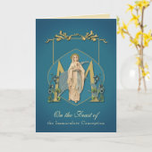 Carte Fête de la Vierge Marie Immaculée Conception relig (Fleur jaune)