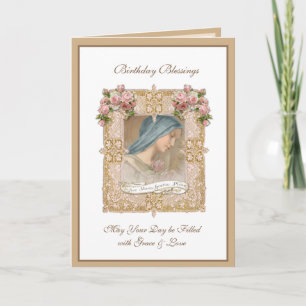 Carte Fête de la Vierge Marie rose rose