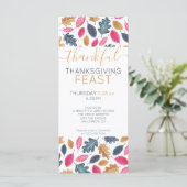 Carte Fête de l'Action de grâce Motif de feuille de bois (Debout devant)