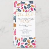 Carte Fête de l'Action de grâce Motif de feuille de bois (Devant / Derrière)