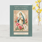 Carte Fête de l'Anniversaire Catholique Vierge Marie (Fleur jaune)