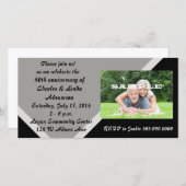 Carte Fête de l'anniversaire de l'argent noir moderne (Devant / Derrière)