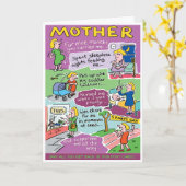 Carte Fête de l'anniversaire de maman. Caricatures mères (Fleur jaune)