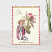 Carte Fête de l'Enfant Religieux Jésus avec Roses d'agne (Devant)