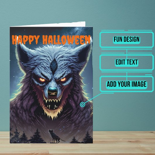 Carte Fête de l'Halloween effrayant Werewolf