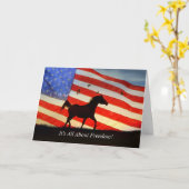 Carte Fête de l'Indépendance Drapeau Américain Cheval (Fleur jaune)