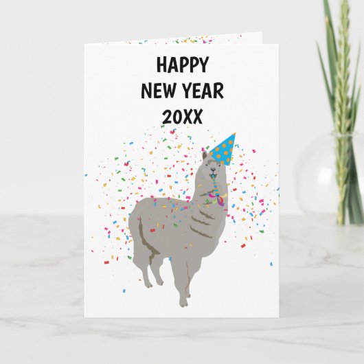 Carte Fête de Llama - Animaux Fêtes Nouvel An (Devant)