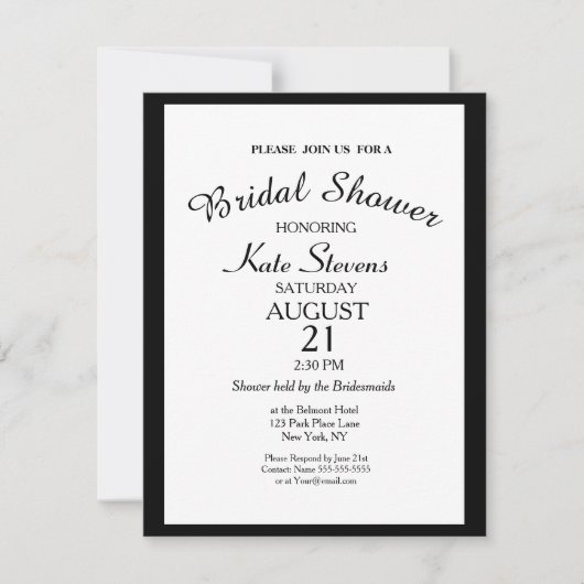 Carte Fête de l'mariée simple en noir et blanc (Devant)