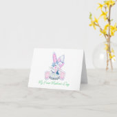 Carte Fête de ma première mère (lapin) (Fleur jaune)