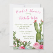 Carte Fête de mariage de Cactus Floral Rose Rustique (Devant)