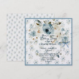 Carte Fête de mariage en floral bleu