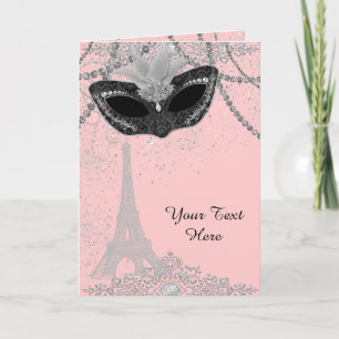 Carte Fête de Mascarade Rose et Noir à Paris