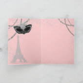 Carte Fête de masque de Paris rose et noir (Intérieur)