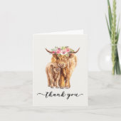 Carte Fête de naissance de vache des Highlands Merci à t (Devant)