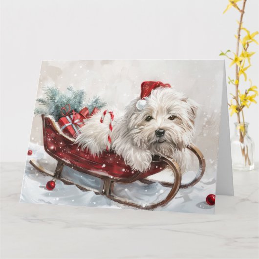 Carte Fête de Noël de Chien de Coton De Tulear (Fleur jaune)