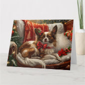 Carte Fête de Noël de chien de Papillon (Devant)