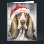 Carte Fête de Noël de la livre afghane personnalisée<br><div class="desc">Célébrez la saison festive avec un design de Noël aquarelle charmant avec un chien délicieux orné d'un casquette du Père Noël. Cette oeuvre d'art chaleureuse capture la joie des fêtes avec son portrait fantaisiste et attachant d'un compagnon canin, parfait pour répandre la joie. Rendu dans un style aquarelle, le design...</div>