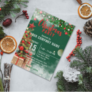 Carte Fête de Noël d'entreprise verte traditionnelle