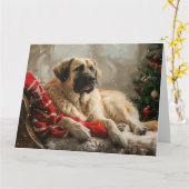 Carte Fête de Noël des Chiens de Berger Anatoliens (Fleur jaune)