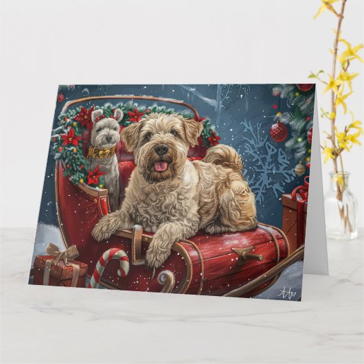 Carte Fête de Noël des chiens errants (Fleur jaune)