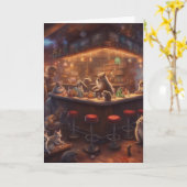 Carte Fête de Noël des créatures au bar client (Fleur jaune)