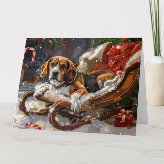 Carte Fête de Noël du chien Beagle (Devant)
